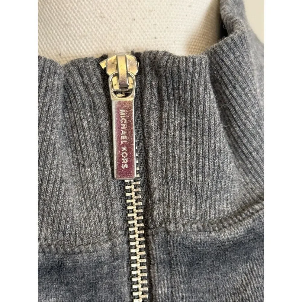 Michael Kors Velour Zip Up Track Jacket Rhinestone XL  navy gray